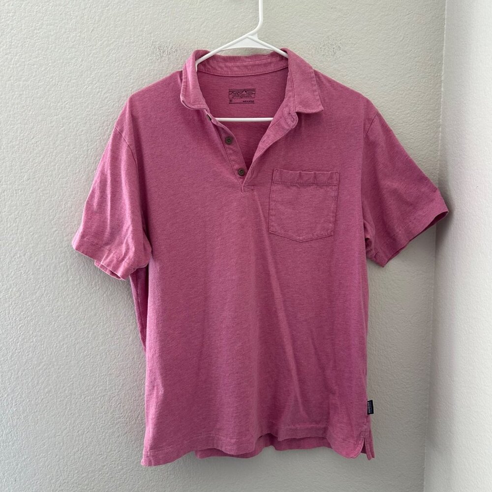 Patagonia Organic Cotton Polo Shirt Short Sleeve Lightweight Breathable Pink M